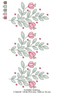 Flowers embroidery designs - Magnolia embroidery design machine embroidery pattern - Rose embroidery file - Kitchen towel - instant download