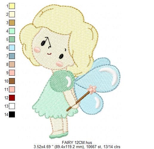 Fairy embroidery designs - Baby girl embroidery design machine embroidery pattern - Pixie embroidery file - Tooth Fairy with wand and wings Marcia Embroidery
