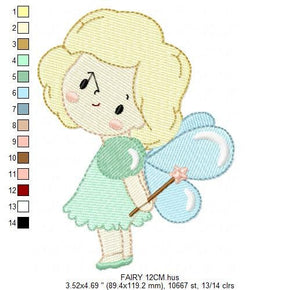Fairy embroidery designs - Baby girl embroidery design machine embroidery pattern - Pixie embroidery file - Tooth Fairy with wand and wings