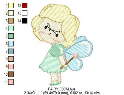 Fairy embroidery designs - Baby girl embroidery design machine embroidery pattern - Pixie embroidery file - Tooth Fairy with wand and wings Marcia Embroidery