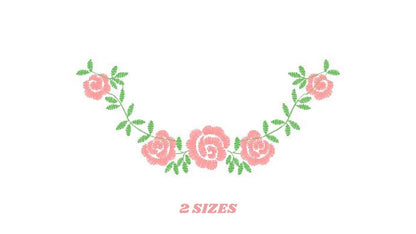 Flowers embroidery designs - Roses embroidery design machine embroidery pattern - entwined roses Kitchen Towel file - instant download pes