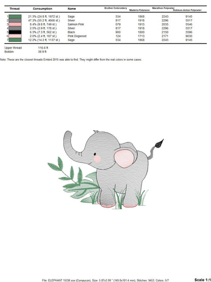 Elephant embroidery designs - Animal embroidery design machine embroidery pattern - Baby boy embroidery file - digital file instant download - Marcia Embroidery
