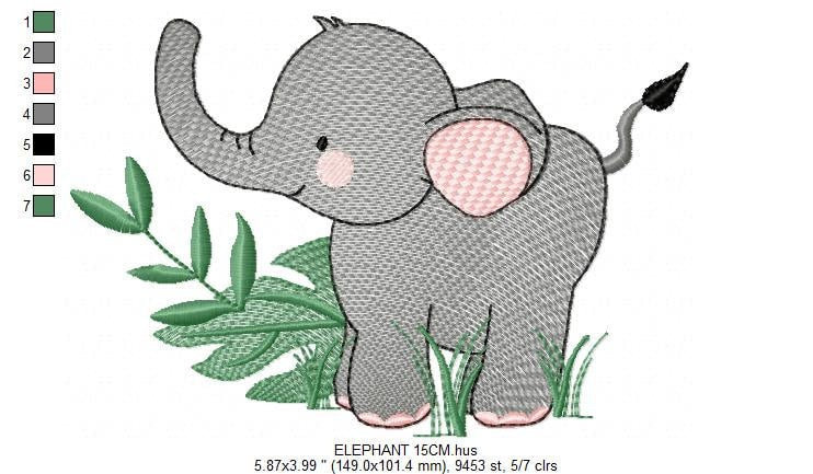 Elephant embroidery designs - Animal embroidery design machine embroidery pattern - Baby boy embroidery file - digital file instant download - Marcia Embroidery