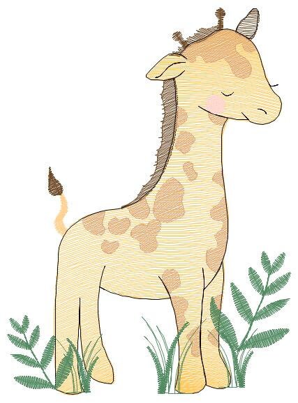 Giraffe with leaves embroidery design - Safari Wild Animal embroidery designs machine embroidery pattern - Instant download digital pes file Marcia Embroidery