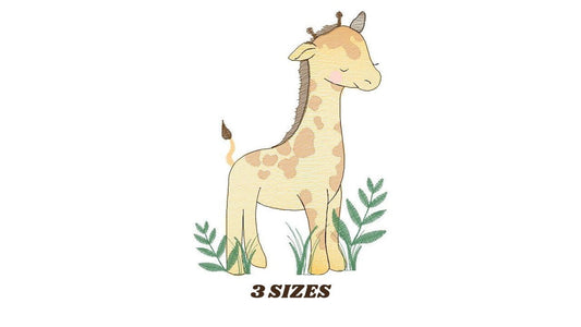 Giraffe with leaves embroidery design - Safari Wild Animal embroidery designs machine embroidery pattern - Instant download digital pes file Marcia Embroidery