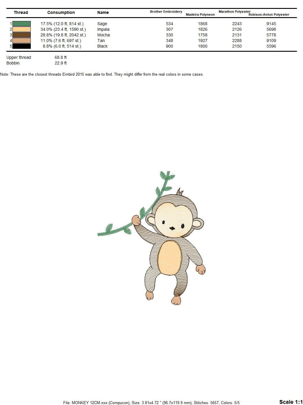 Safari embroidery designs - Monkey embroidery design machine embroidery pattern - Animal embroidery file - Baby boy embroidery download pes Marcia Embroidery
