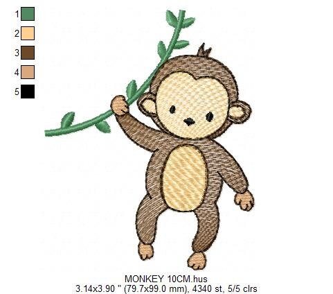 Safari embroidery designs - Monkey embroidery design machine embroidery pattern - Animal embroidery file - Baby boy embroidery download pes Marcia Embroidery