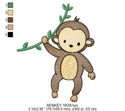 Safari embroidery designs - Monkey embroidery design machine embroidery pattern - Animal embroidery file - Baby boy embroidery download pes Marcia Embroidery