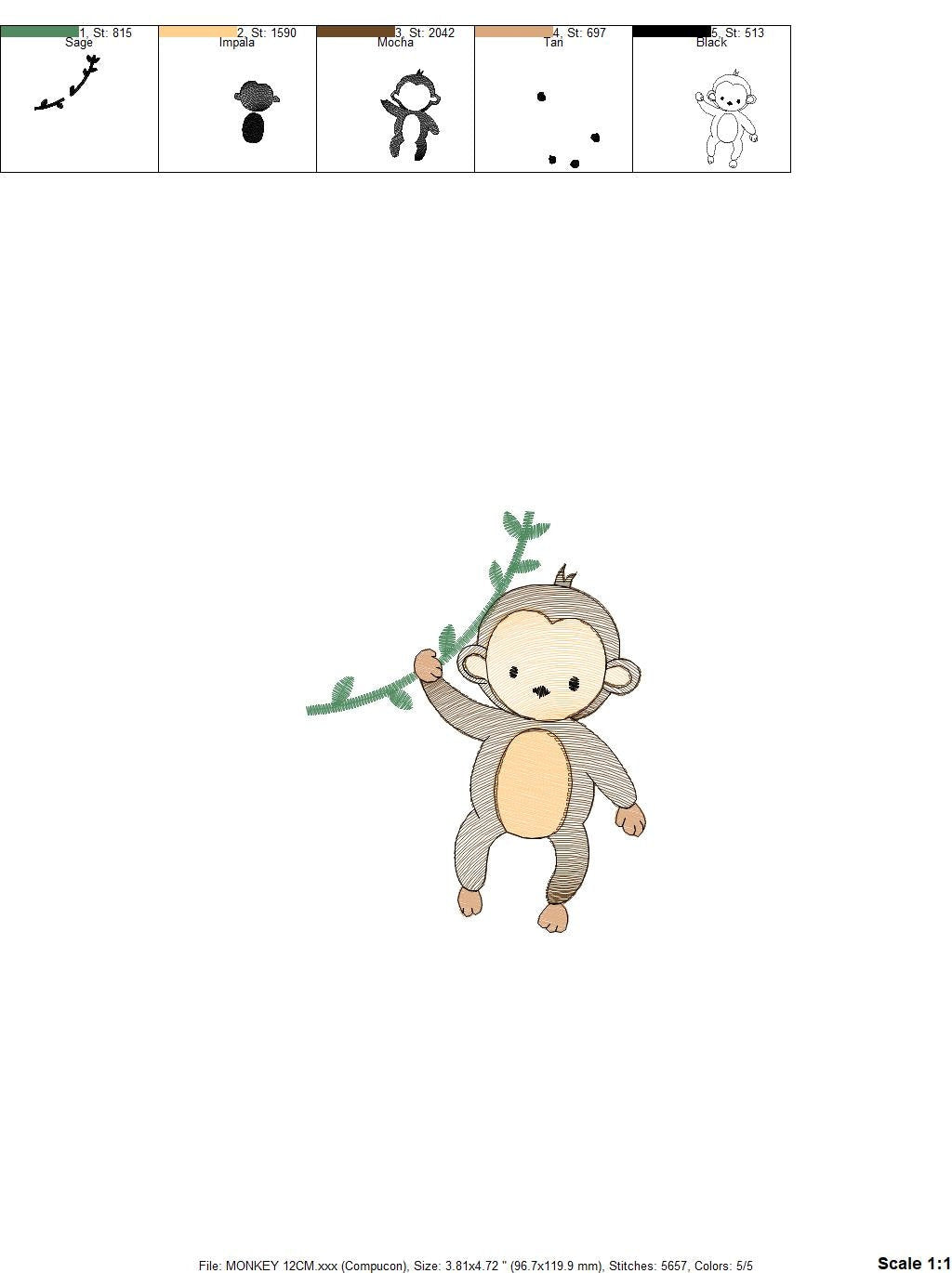 Safari embroidery designs - Monkey embroidery design machine embroidery pattern - Animal embroidery file - Baby boy embroidery download pes Marcia Embroidery