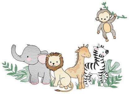 Safari embroidery designs - Animals embroidery design machine embroidery pattern - Elephant embroidery file - Zebra Monkey Giraffe Lion pes Marcia Embroidery