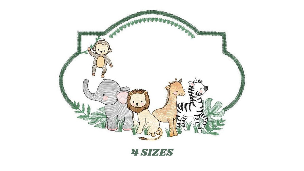 Safari embroidery designs - Animals embroidery design machine embroidery pattern - Elephant embroidery file - Zebra Lion Monkey Giraffe pes