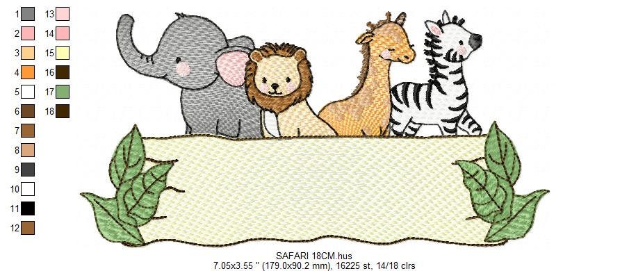 Safari embroidery designs - Animals embroidery design machine embroidery pattern - Elephant embroidery file - Zebra Lion Giraffe wildlife
