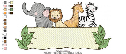 Safari embroidery designs - Animals embroidery design machine embroidery pattern - Elephant embroidery file - Zebra Lion Giraffe wildlife - Marcia Embroidery