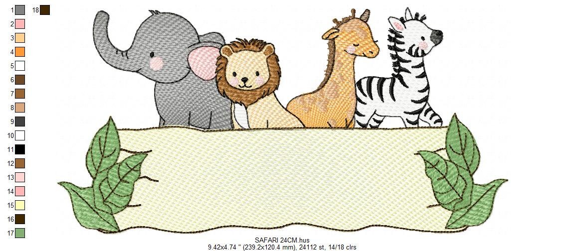 Safari embroidery designs - Animals embroidery design machine embroidery pattern - Elephant embroidery file - Zebra Lion Giraffe wildlife - Marcia Embroidery