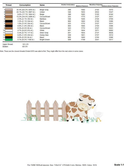 Cows ranch embroidery design - Farm fence embroidery designs machine embroidery pattern - Farm embroidery file - Boy embroidery download jef Marcia Embroidery
