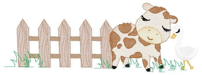 Cows ranch embroidery design - Farm fence embroidery designs machine embroidery pattern - Farm embroidery file - Boy embroidery download jef Marcia Embroidery