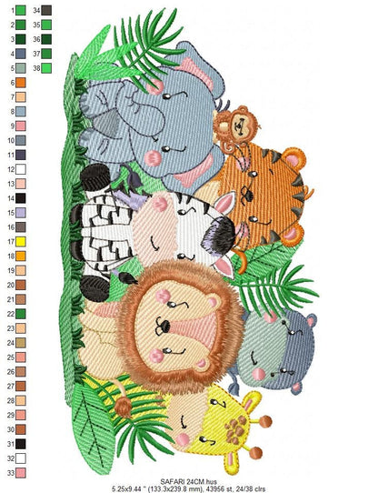 Safari embroidery designs - Animals embroidery design machine embroidery pattern - Elephant embroidery file - Zebra Giraffe Lion Tiger Hippo Marcia Embroidery
