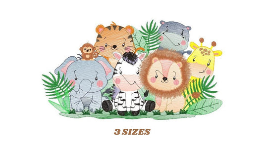 Safari embroidery designs - Animals embroidery design machine embroidery pattern - Elephant embroidery file - Zebra Giraffe Lion Tiger Hippo Marcia Embroidery