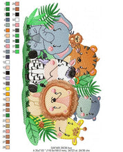 Load image into Gallery viewer, Safari embroidery designs - Animals embroidery design machine embroidery pattern - Elephant embroidery file - Zebra Giraffe Lion Tiger Hippo
