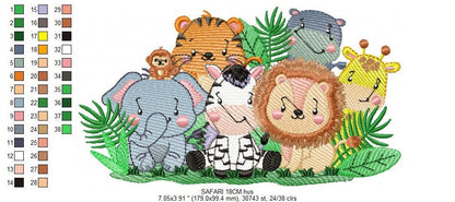 Safari embroidery designs - Animals embroidery design machine embroidery pattern - Elephant embroidery file - Zebra Giraffe Lion Tiger Hippo Marcia Embroidery