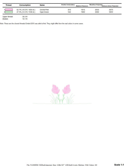 Tulip embroidery designs - Flower embroidery design machine embroidery pattern - Flower garden embroidery file - instant download pes jef Marcia Embroidery