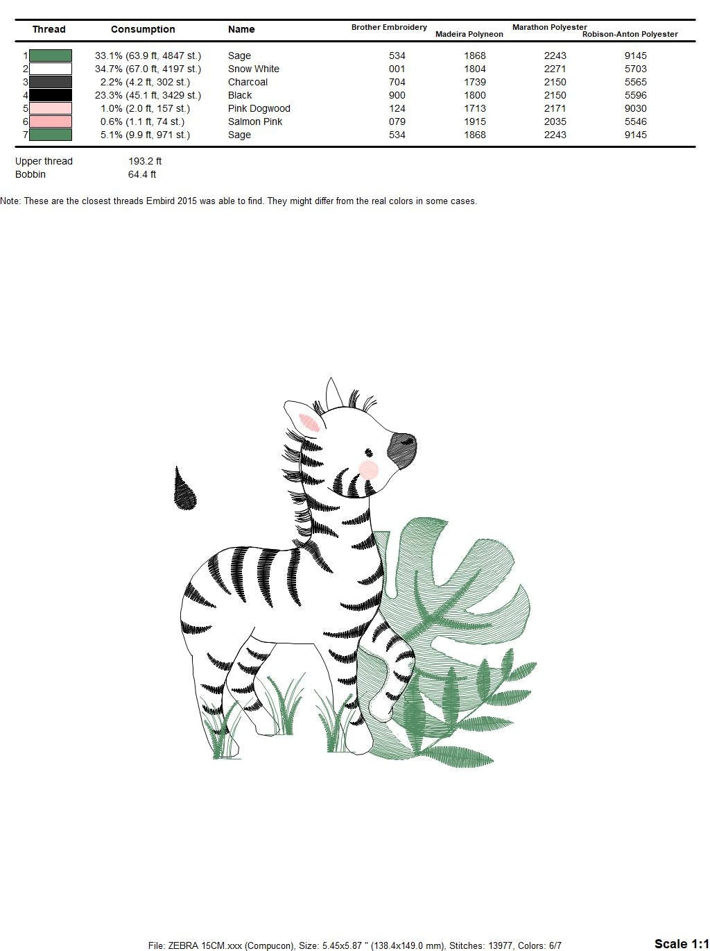 Zebra embroidery designs - Safari Wild Animal machine embroidery pattern - Tropical Plant file - Instant digital download pes jef dst hus - Marcia Embroidery