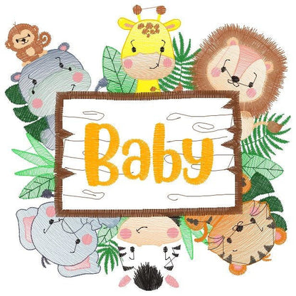 Safari wild animals embroidery designs - Baby Boy Lion Giraffe Elephant Zebra Tiger Hippo machine embroidery pattern - Instant download pes Marcia Embroidery