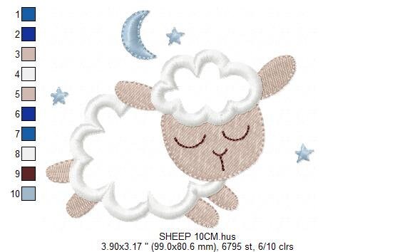 Sleeping Sheep embroidery design - Lamb with clouds embroidery designs machine embroidery pattern - Sheep applique design - instant download Marcia Embroidery