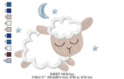 Sleeping Sheep embroidery design - Lamb with clouds embroidery designs machine embroidery pattern - Sheep applique design - instant download Marcia Embroidery