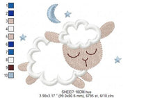 Load image into Gallery viewer, Sleeping Sheep embroidery design - Lamb with clouds embroidery designs machine embroidery pattern - Sheep applique design - instant download
