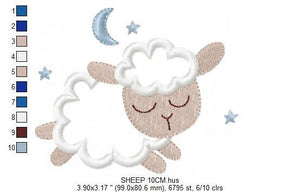 Sleeping Sheep embroidery design - Lamb with clouds embroidery designs machine embroidery pattern - Sheep applique design - instant download