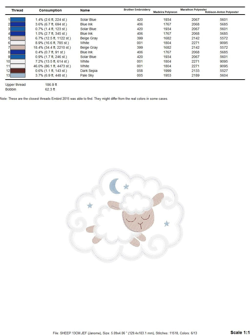 Sleeping Sheep embroidery design - Lamb with clouds embroidery designs machine embroidery pattern - Sheep applique design - instant download Marcia Embroidery