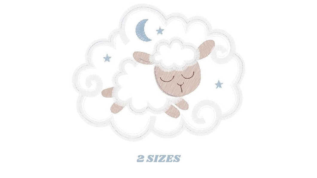 Sleeping Sheep embroidery design - Lamb with clouds embroidery designs machine embroidery pattern - Sheep applique design - instant download