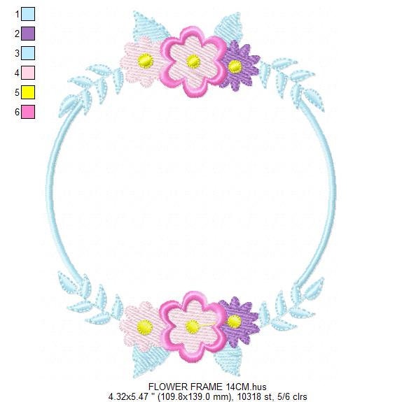 Monogram Frame embroidery designs - Flower embroidery design machine embroidery pattern - Floral frame embroidery file - instant download Marcia Embroidery