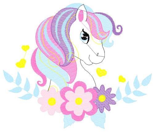 Horse embroidery design - Girl Pony embroidery designs machine embroidery pattern - Pony with flowers embroiery file - instant download pes - Marcia Embroidery