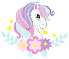 Cargar imagen en el visor de la galería, Horse embroidery design - Girl Pony embroidery designs machine embroidery pattern - Pony with flowers embroiery file - instant download pes
