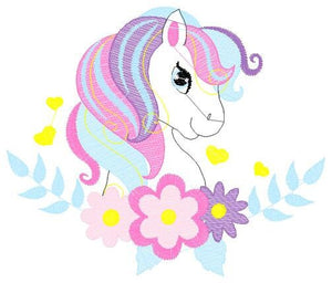 Horse embroidery design - Girl Pony embroidery designs machine embroidery pattern - Pony with flowers embroiery file - instant download pes