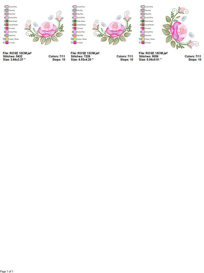 Roses embroidery designs - Flower embroidery design machine embroidery pattern - Rose embroidery file - Flowers for towels embroidery pes - Marcia Embroidery