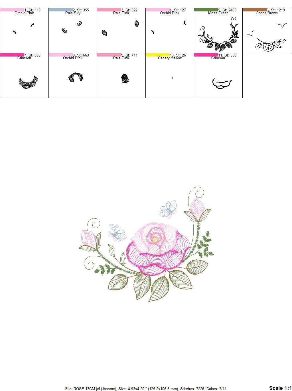 Roses embroidery designs - Flower embroidery design machine embroidery pattern - Rose embroidery file - Flowers for towels embroidery pes - Marcia Embroidery