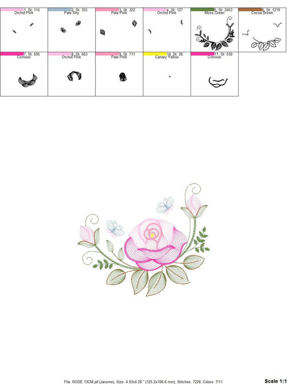 Roses embroidery designs - Flower embroidery design machine embroidery pattern - Rose embroidery file - Flowers for towels embroidery pes - Marcia Embroidery