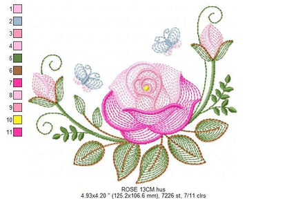 Roses embroidery designs - Flower embroidery design machine embroidery pattern - Rose embroidery file - Flowers for towels embroidery pes - Marcia Embroidery