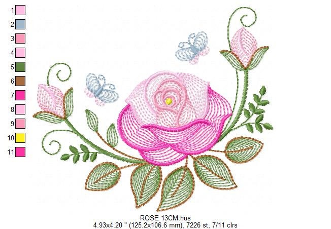 Roses embroidery designs - Flower embroidery design machine embroidery pattern - Rose embroidery file - Flowers for towels embroidery pes