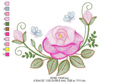 Roses embroidery designs - Flower embroidery design machine embroidery pattern - Rose embroidery file - Flowers for towels embroidery pes