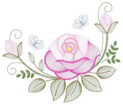 Roses embroidery designs - Flower embroidery design machine embroidery pattern - Rose embroidery file - Flowers for towels embroidery pes - Marcia Embroidery