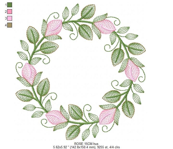 Monogram Frame embroidery designs - Flower embroidery design machine embroidery pattern - Rose wreath embroidery file - instant download - Marcia Embroidery