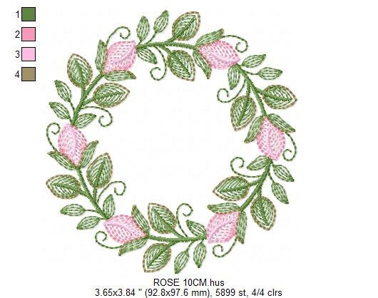 Monogram Frame embroidery designs - Flower embroidery design machine embroidery pattern - Rose wreath embroidery file - instant download - Marcia Embroidery
