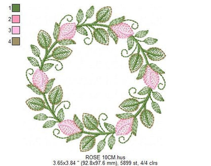 Monogram Frame embroidery designs - Flower embroidery design machine embroidery pattern - Rose wreath embroidery file - instant download - Marcia Embroidery