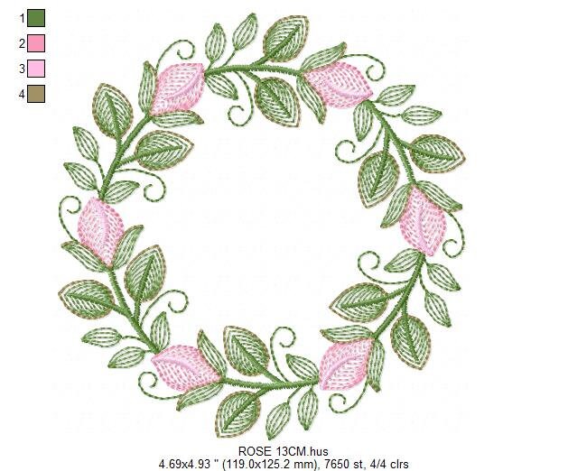 Monogram Frame embroidery designs - Flower embroidery design machine embroidery pattern - Rose wreath embroidery file - instant download - Marcia Embroidery