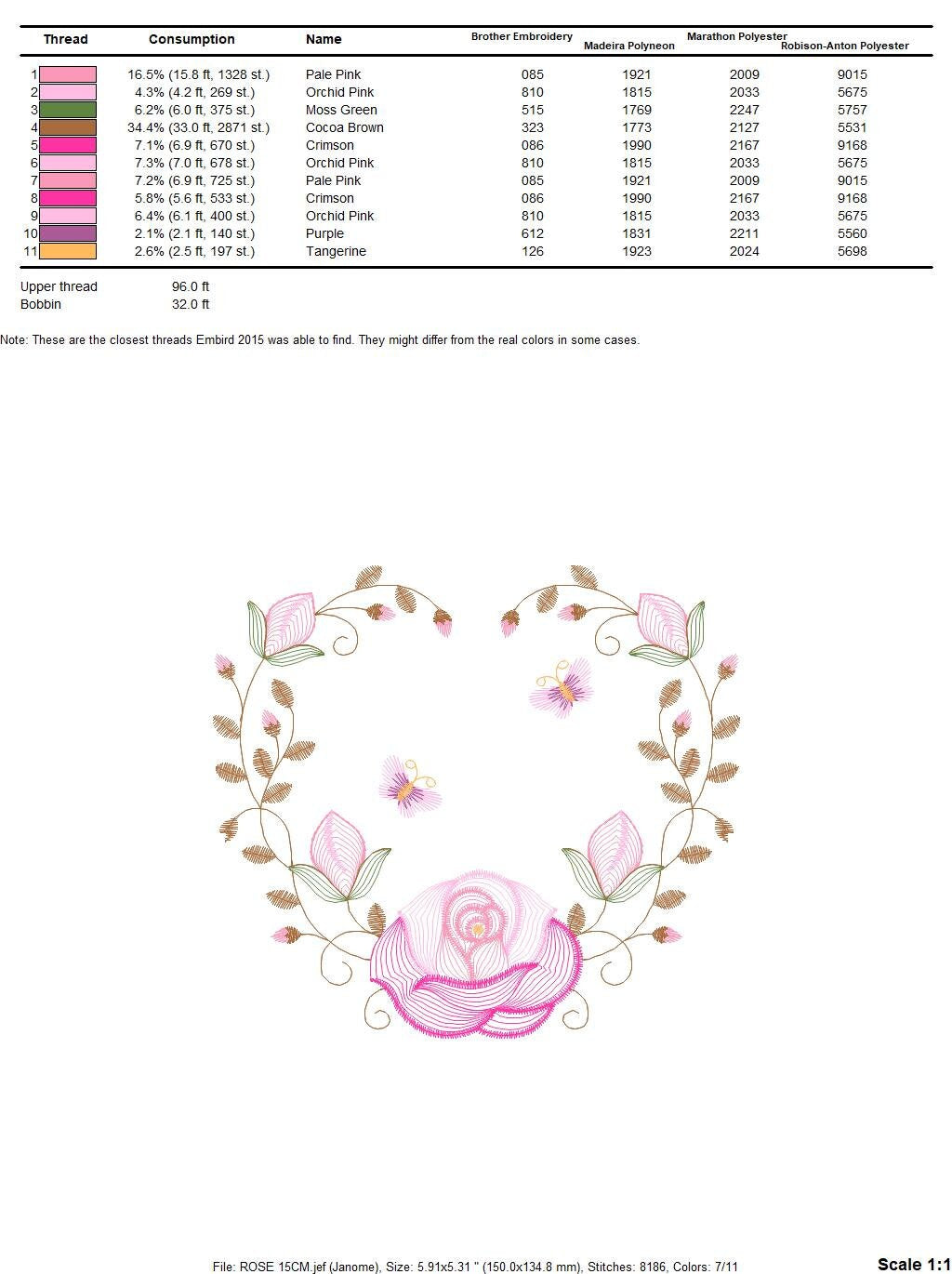 Heart with roses embroidery designs - Flower embroidery design machine embroidery pattern - Monogram Frame embroidery file - pes jef vip vp3 Marcia Embroidery
