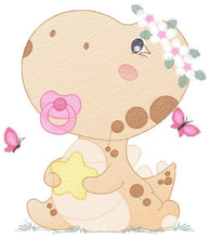 Cargar imagen en el visor de la galería, Baby Dinosaur embroidery designs - Dino embroidery design machine embroidery pattern - Dragon embroidery file - Dinosaur egg girl embroidery
